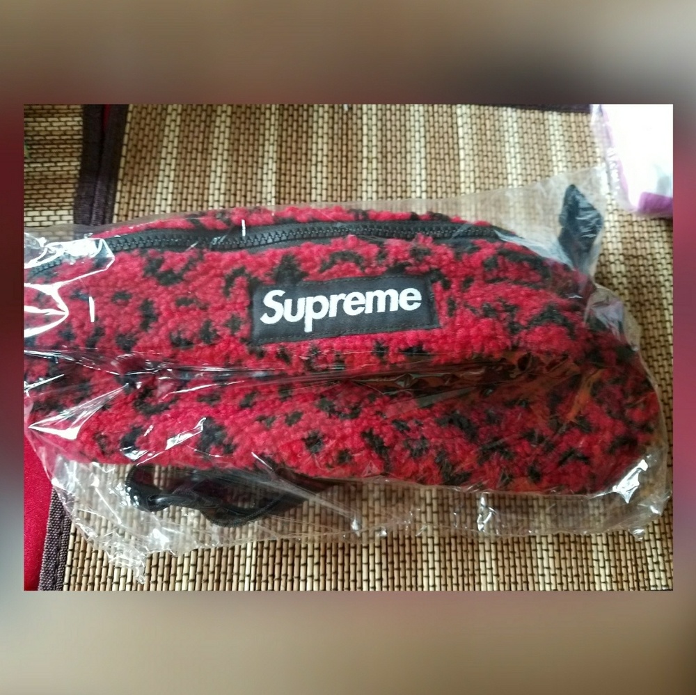 Supreme Red Fleece Fanny pack